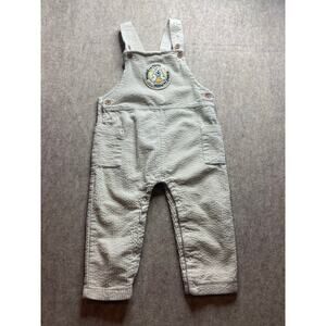 Vtg Disney Baby Winnie the Pooh Corduroy Cream Colored Overalls Size 24 months